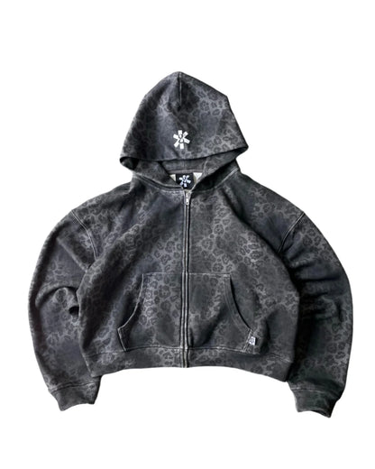 LEOPARD ZIP-UP HOODIE