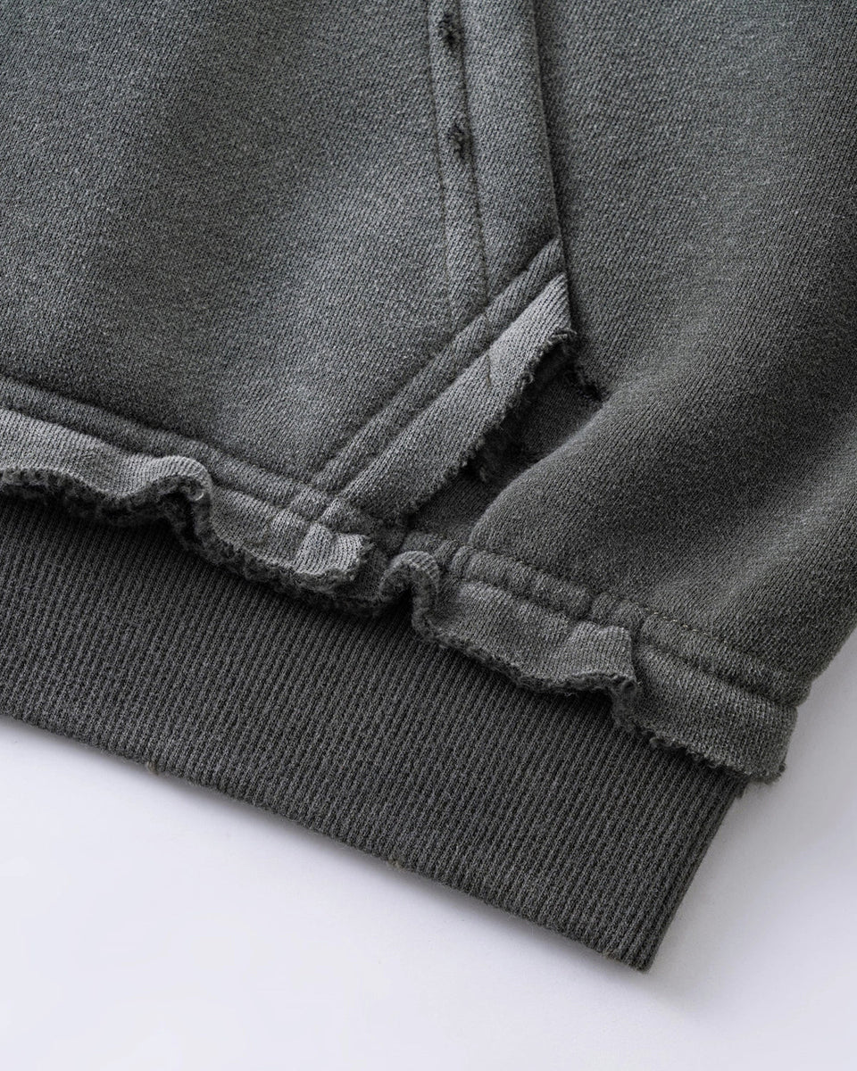 Graphic Ripped Washed Zip Up Hoodies